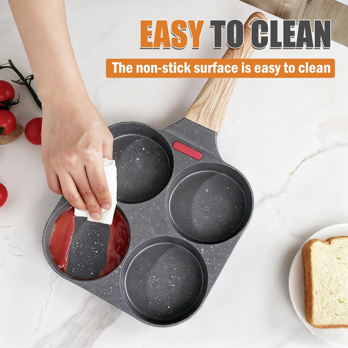 oxiraqan 4 Cups Pancake Pan Omelette Nonstick, Mcgriddle Pan, Egg Frying Breakfast 4 Section, Suitable For Gas Stove And Induction Cookware, Breakfast, Pancake, Send Goods From Local Warehouse