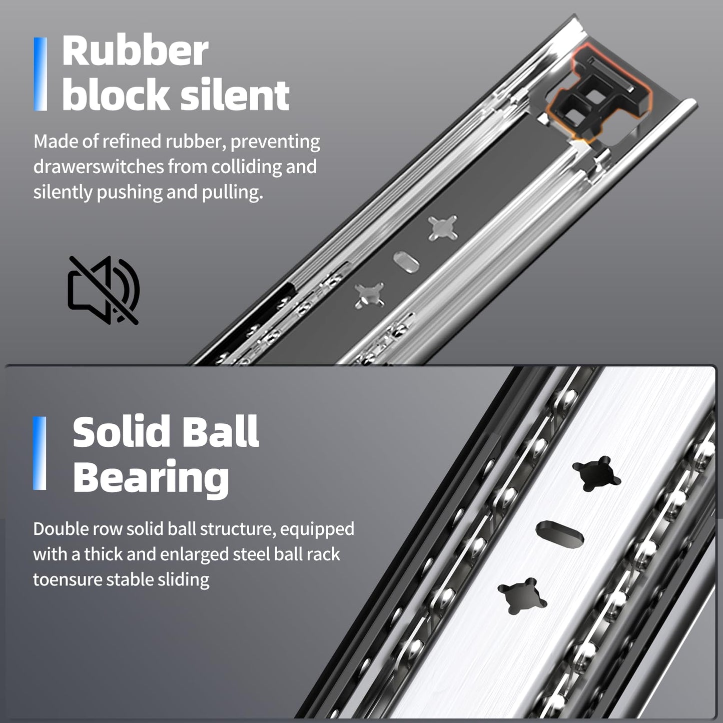 SLIDEWAY 260 Lbs Heavy Duty Drawer Slides 1 Pair 8 10 12 14 16 18 20 24 26 30 32 40 Inch Full Extension Ball Bearing Sliding Rails Cabinet Runners Tracks Tool Box Glides (53mm Wide)-10"
