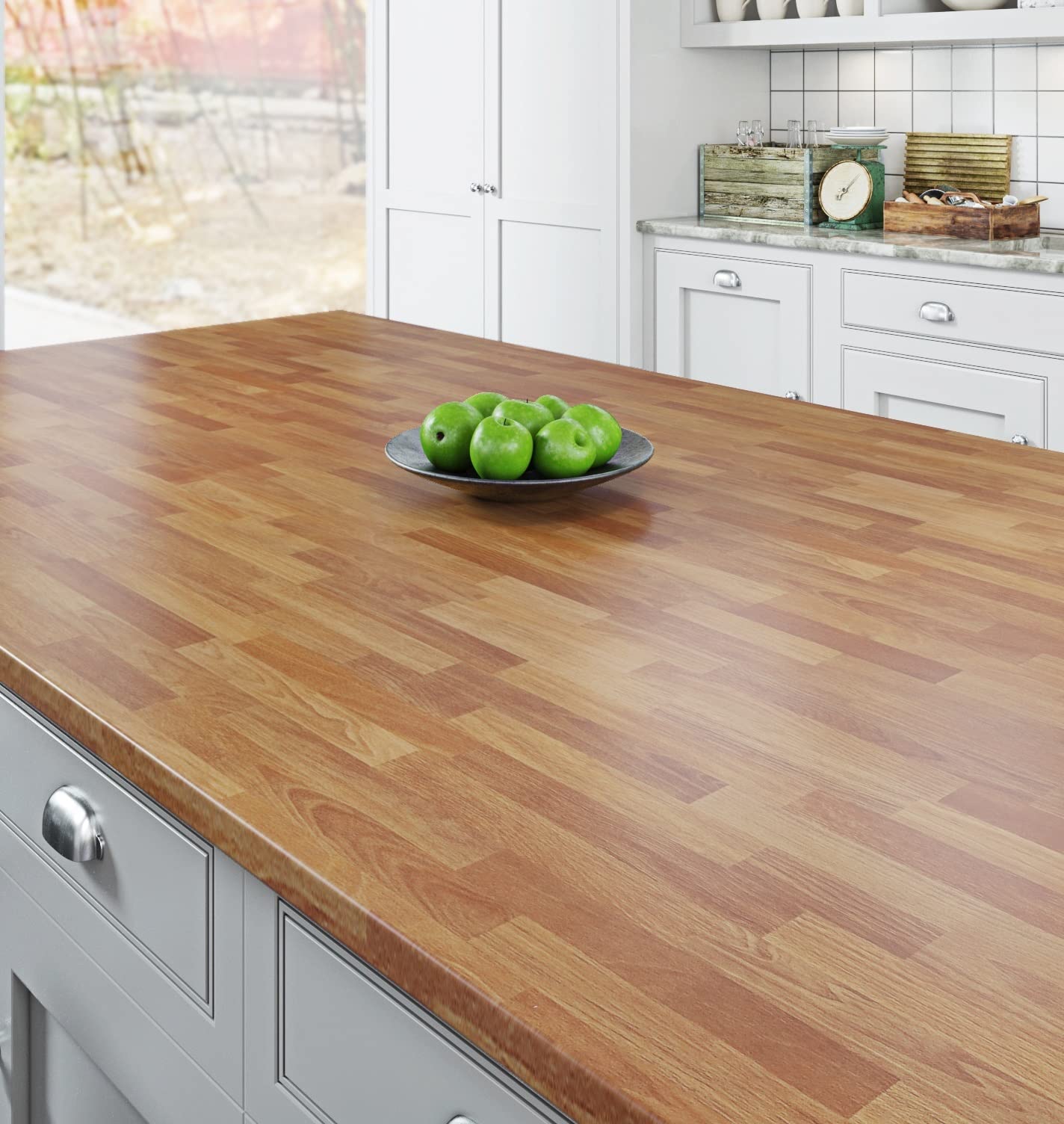 Livelynine Butcher Block Countertop Contact Paper Waterproof Wallpaper Light Wood Contact Paper for Countertops Peel and Stick Table Covers Kitchen Counter Island Desk Countertop Vinyl Wrap 15.8X78.8