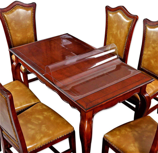 48 X 60 Inch Wooden Furniture Protector Table Cover Clear Plastic Vinyl Tablecloth Eco Dining Coffee Kitchen Tabletop Office Desk Protective Covers PVC Protection Pad Wipeable Waterproof Table Cloth