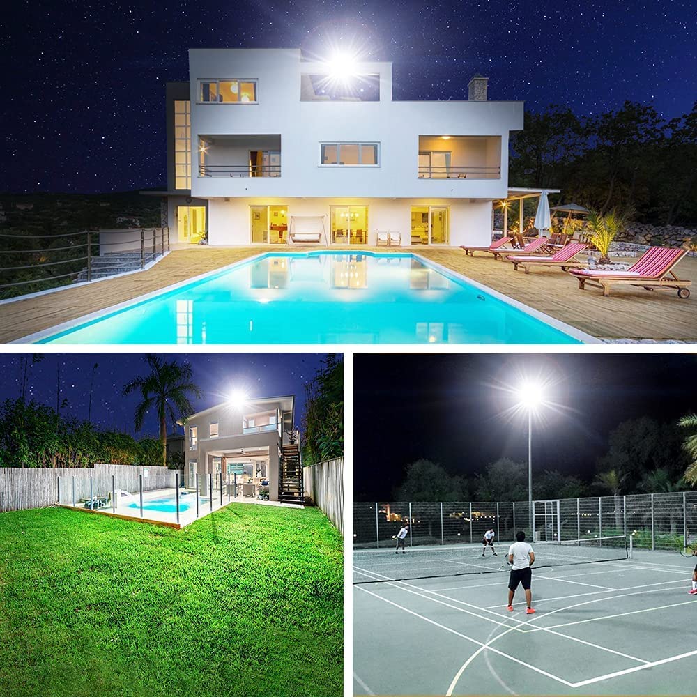 YANYCN 2 Pack 600W LED Flood Light Outdoor,(3060W Equivalent),67600LM 5000K Daylight White Super Bright LED Arena Light with Plug,85-277V IP66 Waterproof Commercial Lighting for Fields,Counts,Stadium
