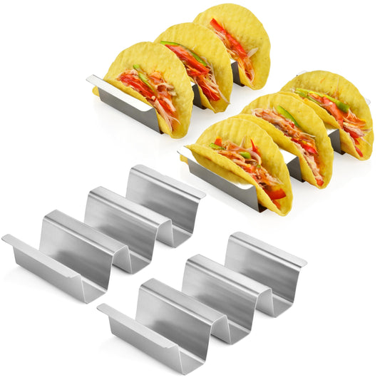 ARTTHOME. Taco Holders Set of 12 – Stainless Steel Durable Taco Stand for 3 Tacos, Dishwasher Safe, Perfect for Taco Night & Street Tacos