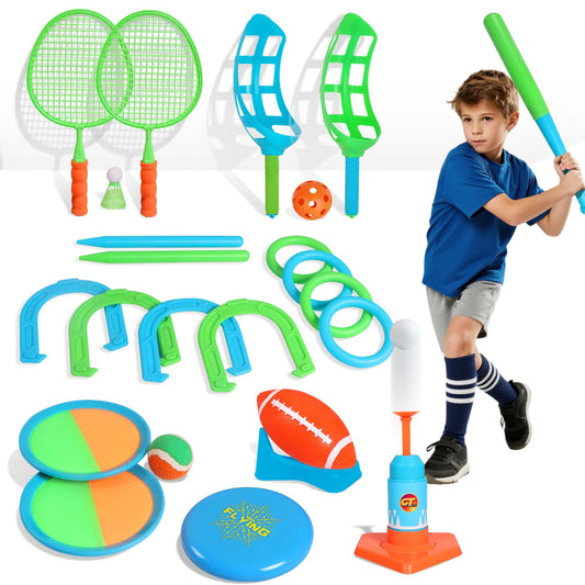 Outdoor Toys for Kids Ages 4-8, 8-in-1 Backyard Games Set with Multiple Sports Activities, Outdoor Family Play for Boys and Girls, Ideal for Parties, Camping & Birthday Gifts