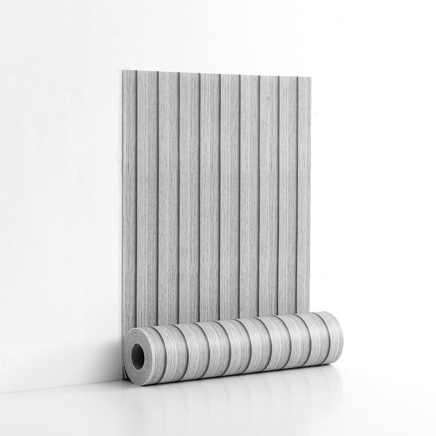 LVSHI Peel and Stick PVC Slat Wall Panels, Wood Grain Self-Adhesive Soundproof Moisture-Resistant Paneling, 3D Faux Wood Panels for Bedroom Bathroom Walls & Ceilings 118"x15.75"(Gray,13Sq.ft)