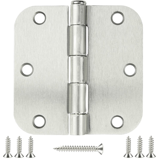 12 Pack Nickel Door Hinges Brushed Nickel Hinges for Doors 3 1/2 Interior Door Hinges Satin Nickel 3.5"x3.5 Inch Hinges Rounded 5/8" Radius Standard Residential Bedroom Door Hinge Sturdy Door Hardware