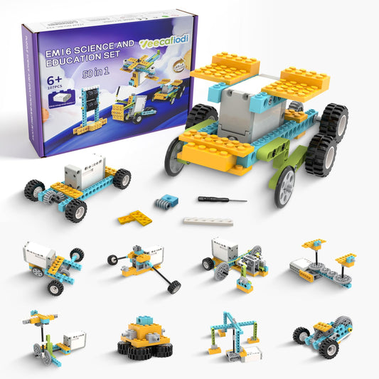 Veecafiodi 50 in 1 Science Kit for Kids 6-12, STEM Toys for Kids Age 8-12, Educational Building Toy for Boys Girls, Motorized Engineering Set, Birthday Gift