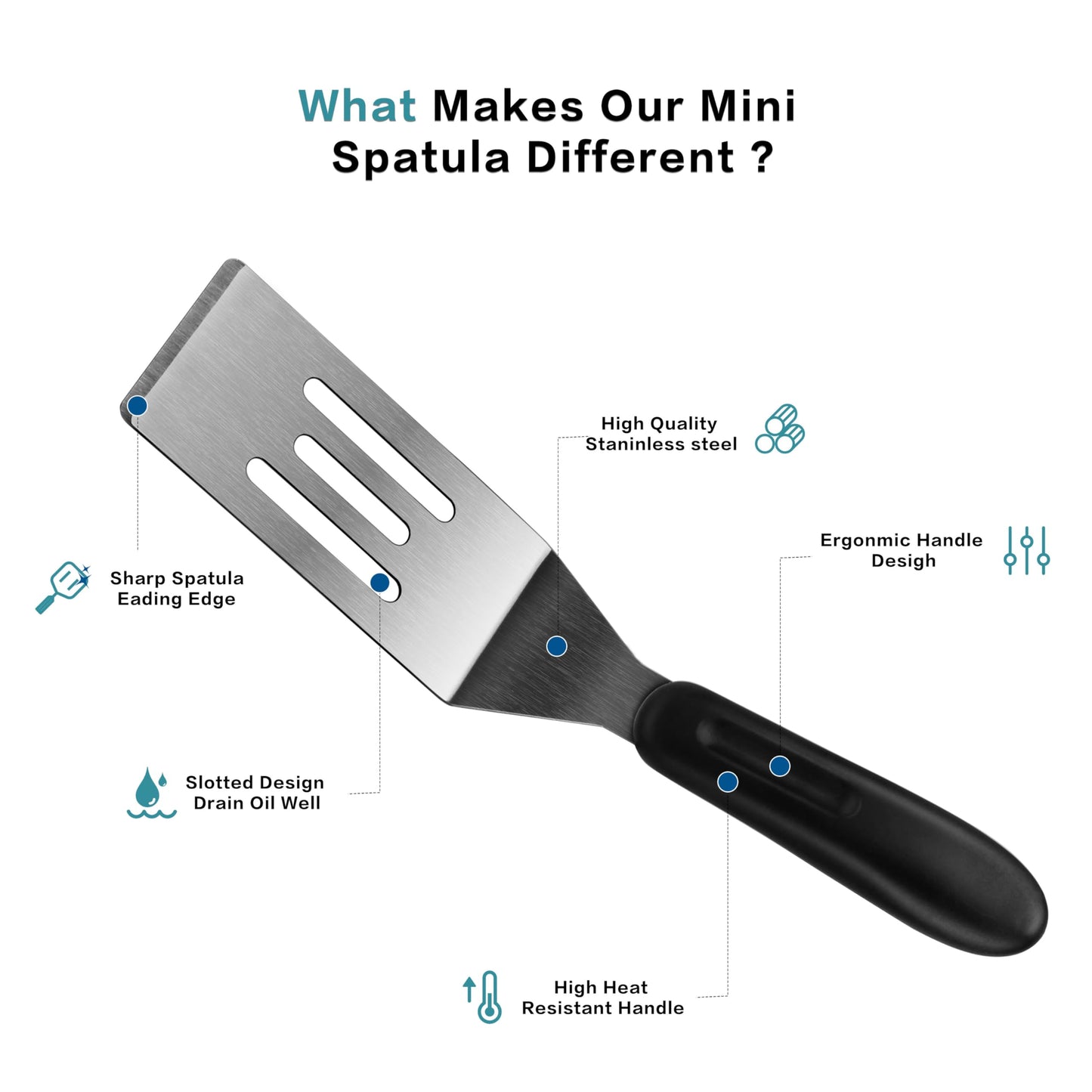 Small Spatula Professional Mini Serving Spatula, 4 Pieces Stainless Steel Metal Spatulas Set, Cutter and Serve Turner for Kitchen, Flipping or Cooking for Brownie, Cookie, Lasagna, Pancakes or Cake