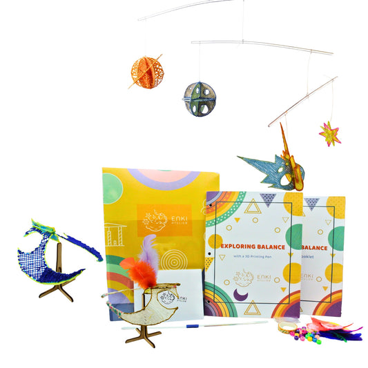 Enki Atelier Balancing Bird & 4-in-1 Space Mobile STEM Projects for 3D Pen Users | Balancing Science Kit | Ph.D. Designed Physics & Gravity Curriculum for Kids 8-12 | 2-Book Set, Printed in USA