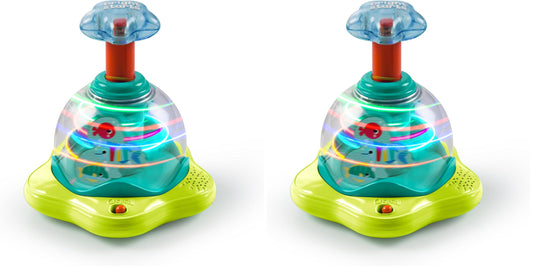 Bright Starts Press & Glow Spinner Cause and Effect Musical Baby Toy,Age 6 Months+,(Pack of 2)