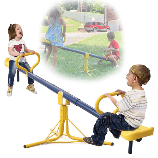 TAILERNRUYE Seesaw for Kids Outdoor, Heavy Duty 250LB 360° Rotating Seesaw Outdoor Teeter Totter with Sit and Spin Design for Backyard Park & Balcony Ideal Outdoor Toys for Kids Ages 3 4 5 6 7 8