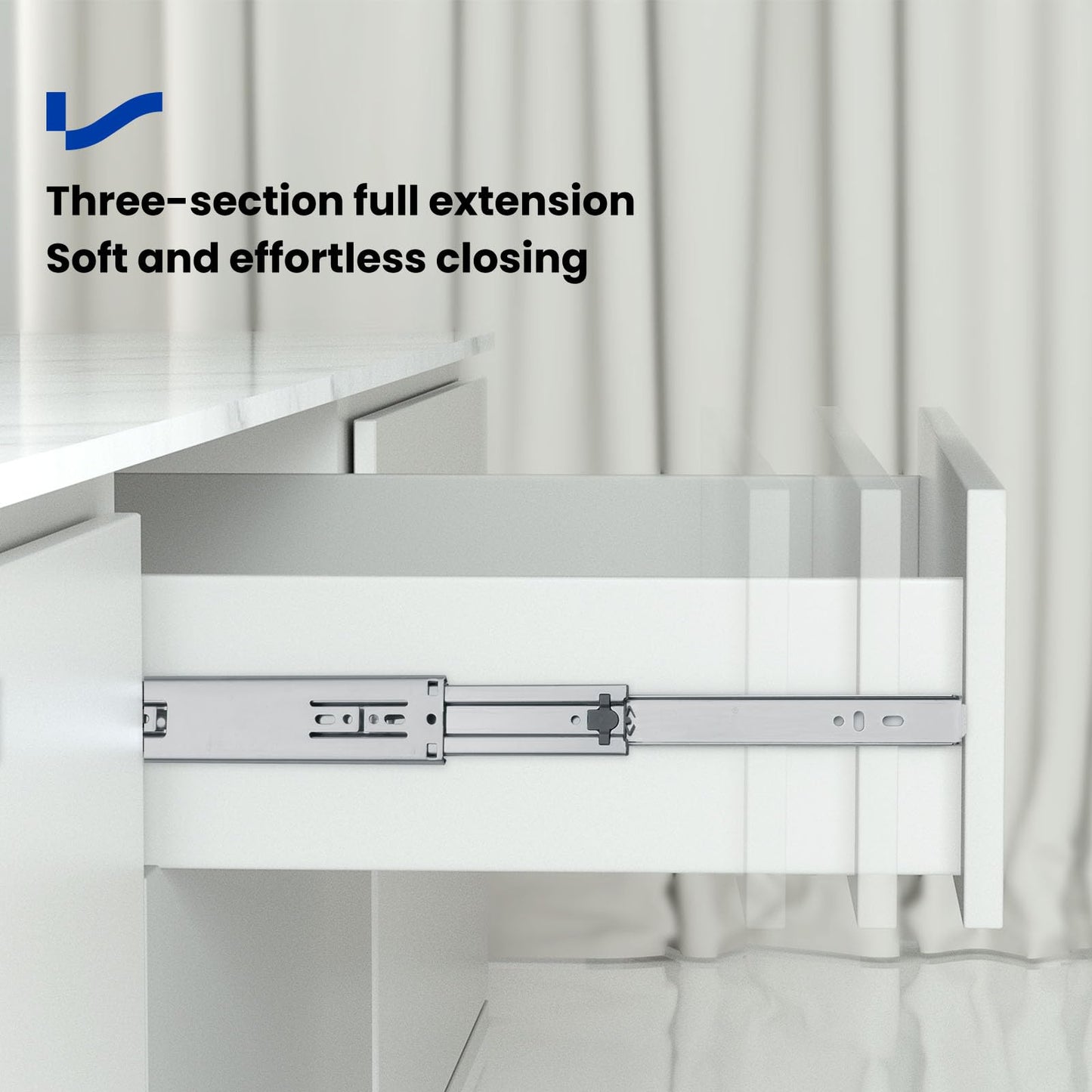 LONTAN 6 Pairs Push to Open Soft Close Drawer Slides 22 Inch Heavy Duty Drawer Glides Metal Ball Bearing and Full Extension Cabinet Rails 100 LB Capacity