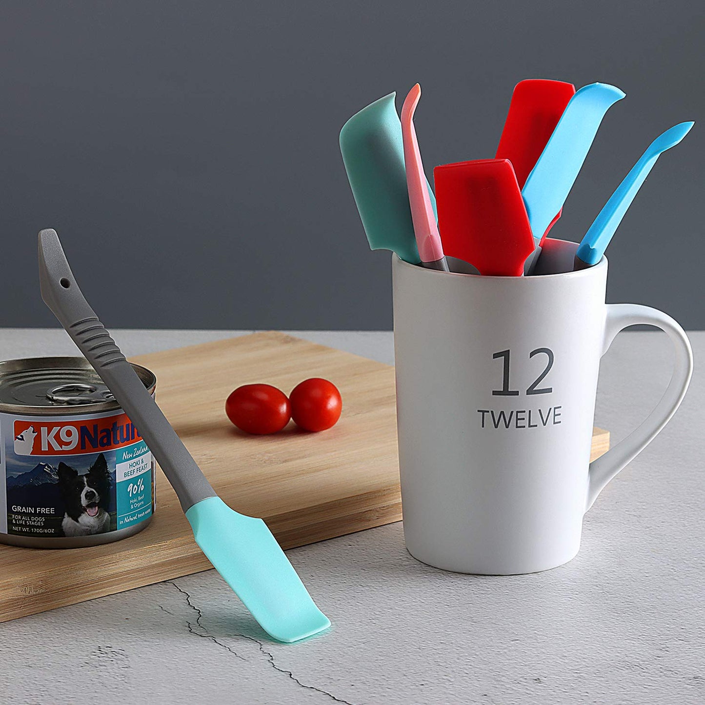 Yoku Made Silicone Mini Spatula, Curved Small Spatula, Kitchen Jar Spatula, Wet Pet Food Can Spoon, for Cooking Baking Frosting or Mixing, 6pcs