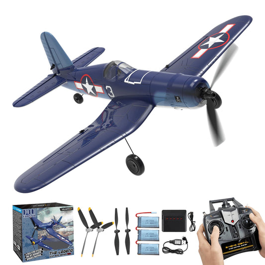 RCkuler RC Planes for Adults, 4 Channel RTF F4U Corsair RC Airplanes Fighters with 6-Axis Gyro, 3 Flight Modes and One-Key Aerobatic Function, Wingspan 400mm, Suitable for Outdoors and Gifts