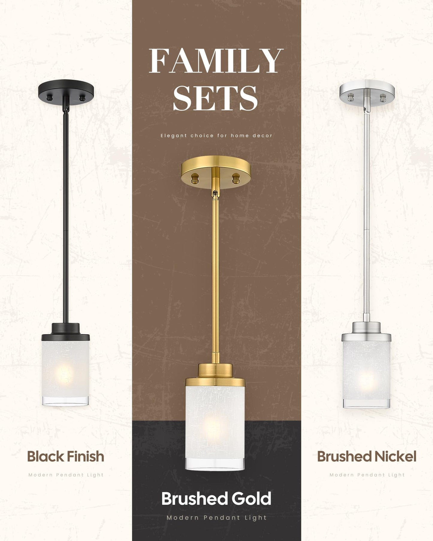 TENGXIN Modern Pendant Light for Kitchen Island, Brushed Gold Hanging Ceiling Light Fixture,Farmhouse Pendant Lighting for Dining Room Bedroom Bar Office,TXPLBG01