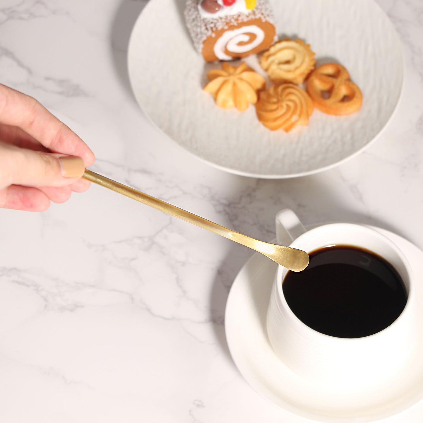 IMEEA 5.9-Inch Mini Espresso Spoons & Coffee Stirrers SUS304 Stainless Steel Coffee Demitasse Stir Stick, Set of 4, Gold Finish