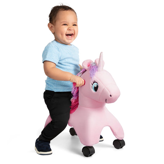 Radio Flyer Shimmer the Magic Unicorn Ride On, Ages 1-3, Interactive Lights & Sounds, Horn Lights Up While Riding, EZ-Glide 360-degree Wheels, Easy Grip Handles, Soft Plush Face, Toddler Ride On Toys