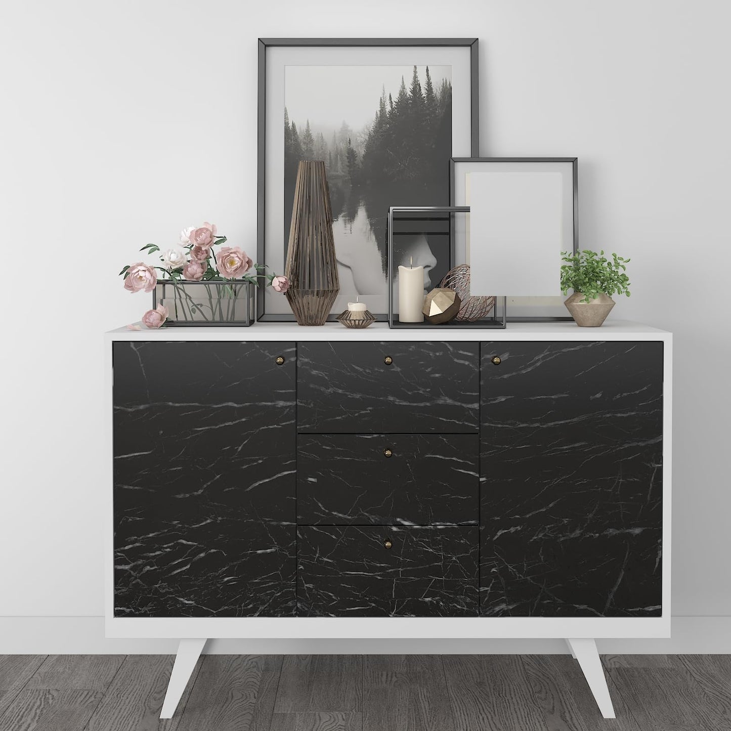 XRUIBZI Black Marble Wallpaper Peel and Stick 35.4'' x196'' Marble Contact Paper Countertop Peel and Stick Waterproof Black Self Adhesive Removable Wall Paper Cabinet Covering for Kitchen Home Décor