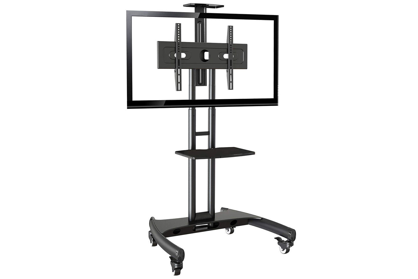 Rocelco VSTC 32"-70" Mobile Flat Screen, Monitor, A/V and TV Cart with A/V Component and Webcam Shelves (R VSTC), Black