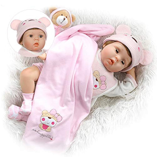 Babyfere Realistic Reborn Baby Dolls Girl Blinking Eyes Weighted Body Vinyl Silicone 22 Inch Reborn Dolls