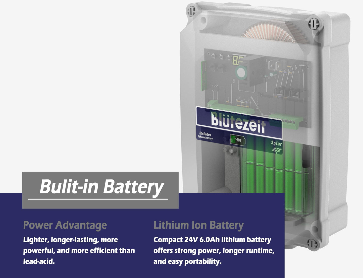 Blütezeit MS650 Solar Swing Gate Opener + Wireless Keypad Bundle – 1760 lb Dual-Arm Operator with Built-in 24 V Battery, 25W Solar Panel & IP54 Keypad
