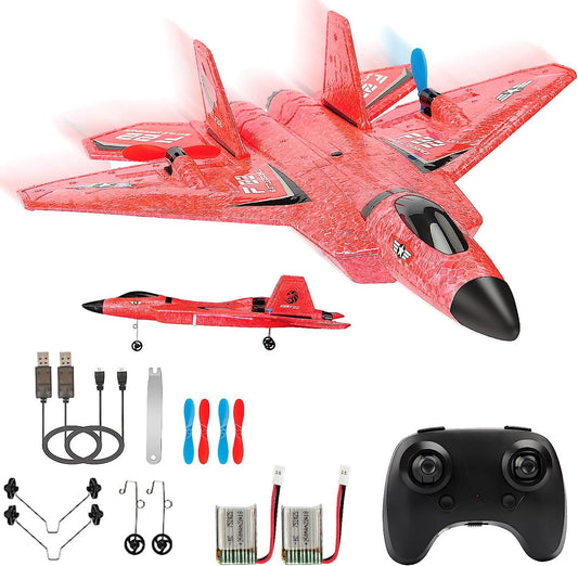 RoofWorld RC Plane, F22 RC Airplane Fighter Ready to Fly, 2.4Ghz 2 Channel Remote Control Plane, RC Airplanes Toy for Boys Girls Kids Beginners