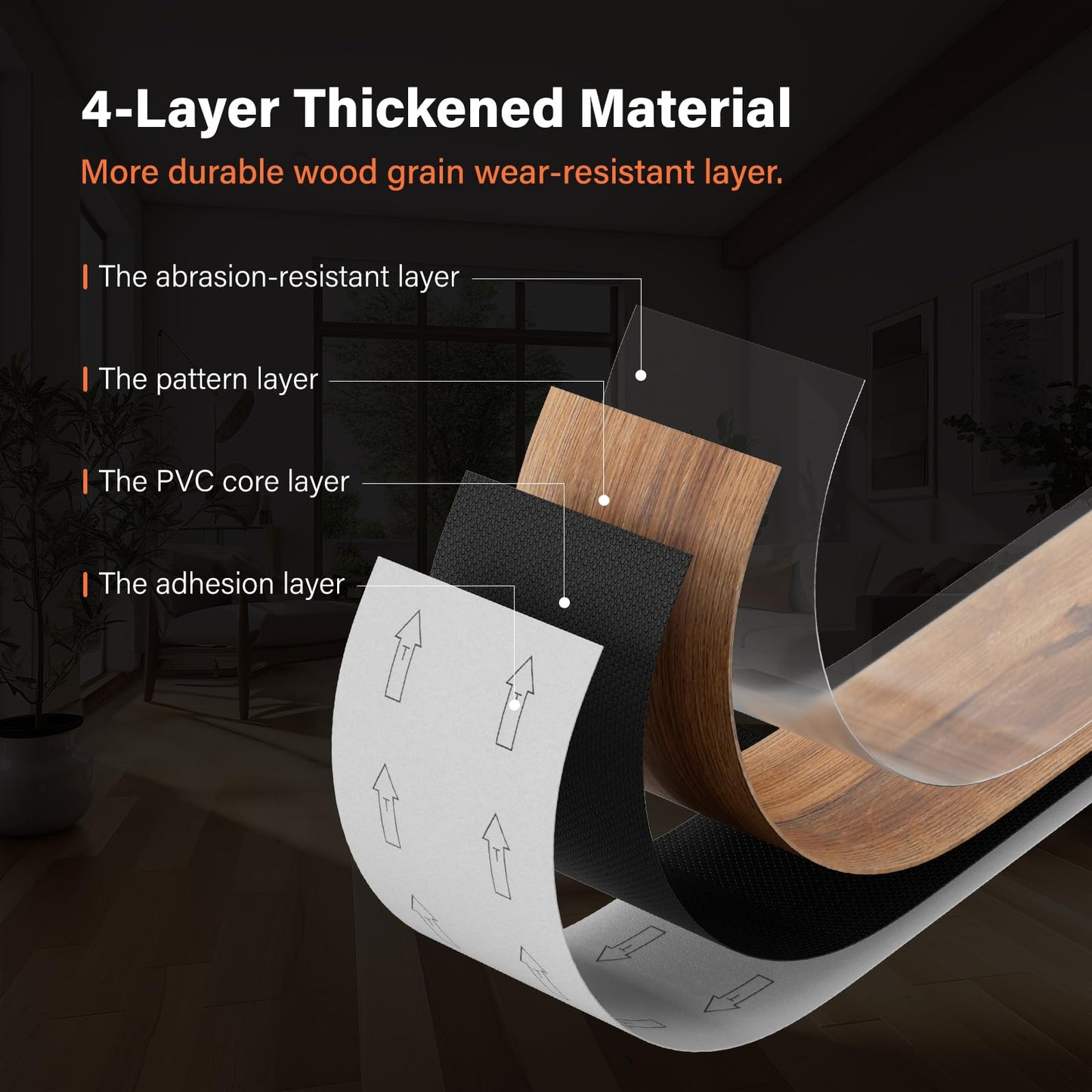 INMOZATA Peel and Stick Floor Tile Vinyl Flooring, Waterproof Vinyl Plank Flooring 36-Pack 54 Sq.Ft Wood Grain Self Adhesive Peel and Stick Flooring for Bedroom, Living Room, Kitchen, RV(Burlywood)