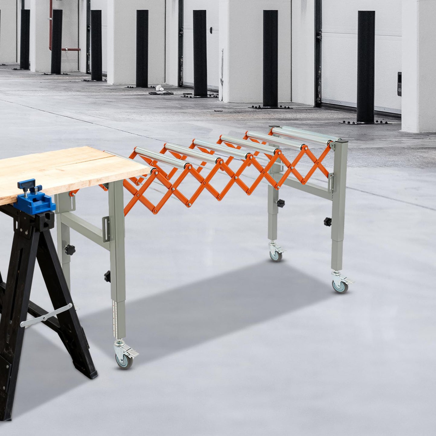 JenyunTech Conveyor Rollers, Adjustable Length & Height Conveyor Table, 110lbs Load Capacity Roller Stand for Automobile Manufacturing, Food Processing, Logistics, Mining