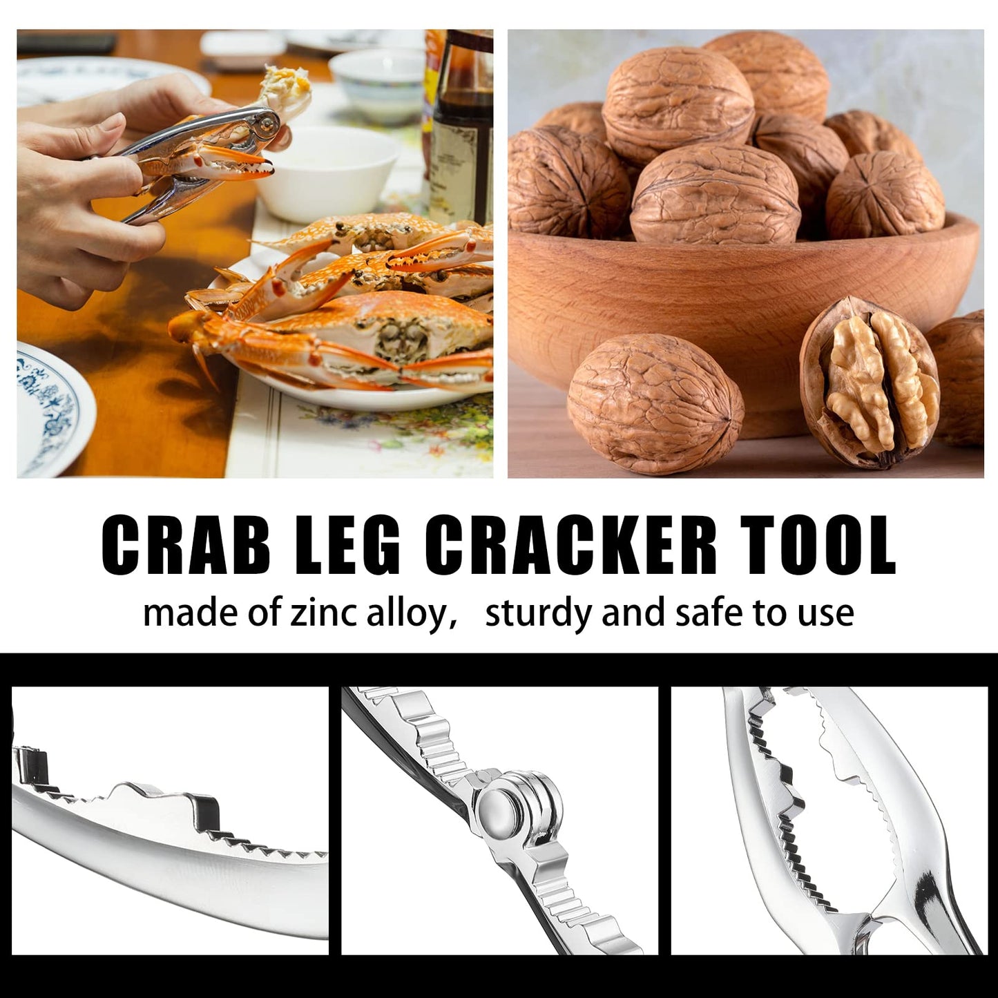 Jutom 93 Pcs Crab Crackers and Tools Set Seafood Tool with 30 Crackers, 30 Leg Forks, 30 Lobster Shellers, 2 Scissors, and 1 Storage Bag, Nut Cracker Set for Shellfish Claw Seafood Boil Party Supplies