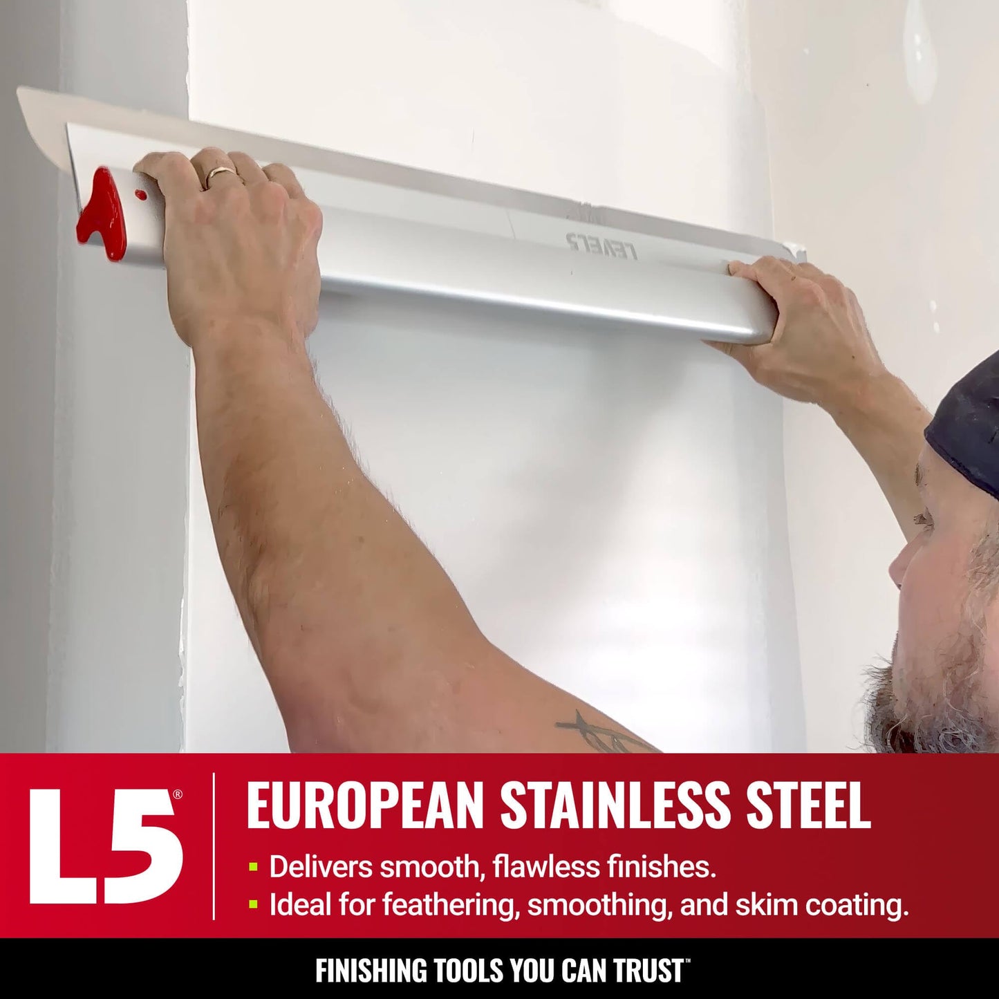 LEVEL5 40-Inch Skimming Blade | Precision 0.3mm German stainless steel blade insert (replaceable), ergonomic aluminum blade profile | 4-940