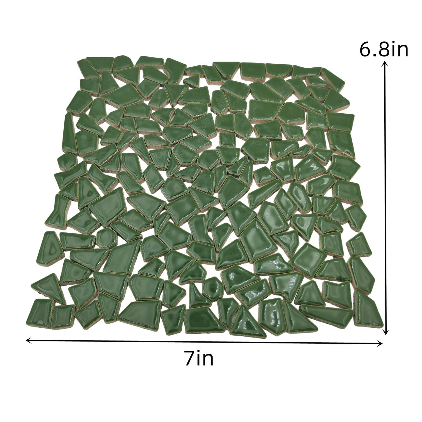 200g Ceramic Mosaic Tiles for Crafts,Irregular Stained Ceramic 0.2"x0.8" Porcelain Mosaic Tiles for Home Decoration (Green)