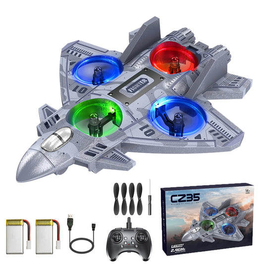 Liorbrix RC Plane Remote Control Airplane for Kids Aged 8+, RC Planes Foam Drones for Adult Kids, Fighter Jet Toy with Lights 360°Flip and Rotation Stunts, Airplane Toy Gifts for Boys