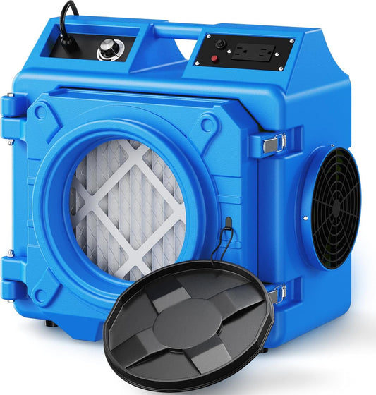 BSMTEK Air Scrubber with 3 Stage Filtration, 550CFM HEPA Air Scrubber Commercial Industrial Grade, Heavy Duty Air Cleaner with MERV-10 Filter, HEPA/Activated carbon Filter, 2026-Blue