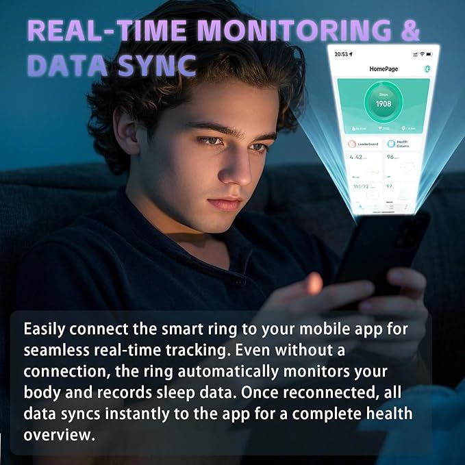 Fitness Tracker Ring for Men Women ??Smart Ring with Heart Rate, SpO2, Blood Pressure, Sleep Monitoring, Step & Calorie Counter, 5ATM Waterproof, No Subscription Fee (Black, 11)