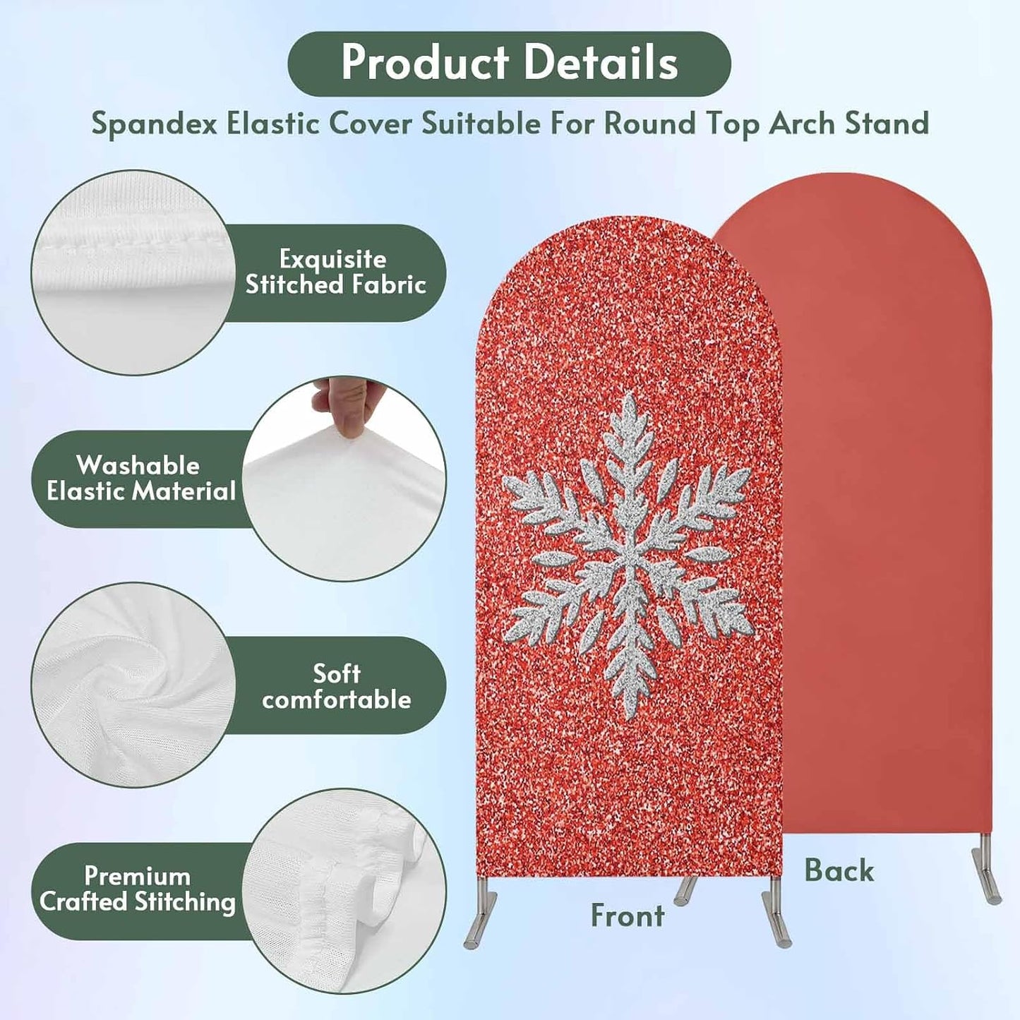Duskova Living 6.6 Modern Themed Arch Backdrop Cover FT, Winter Watercolor Sparkling Snowflake Pattern Wedding Arch