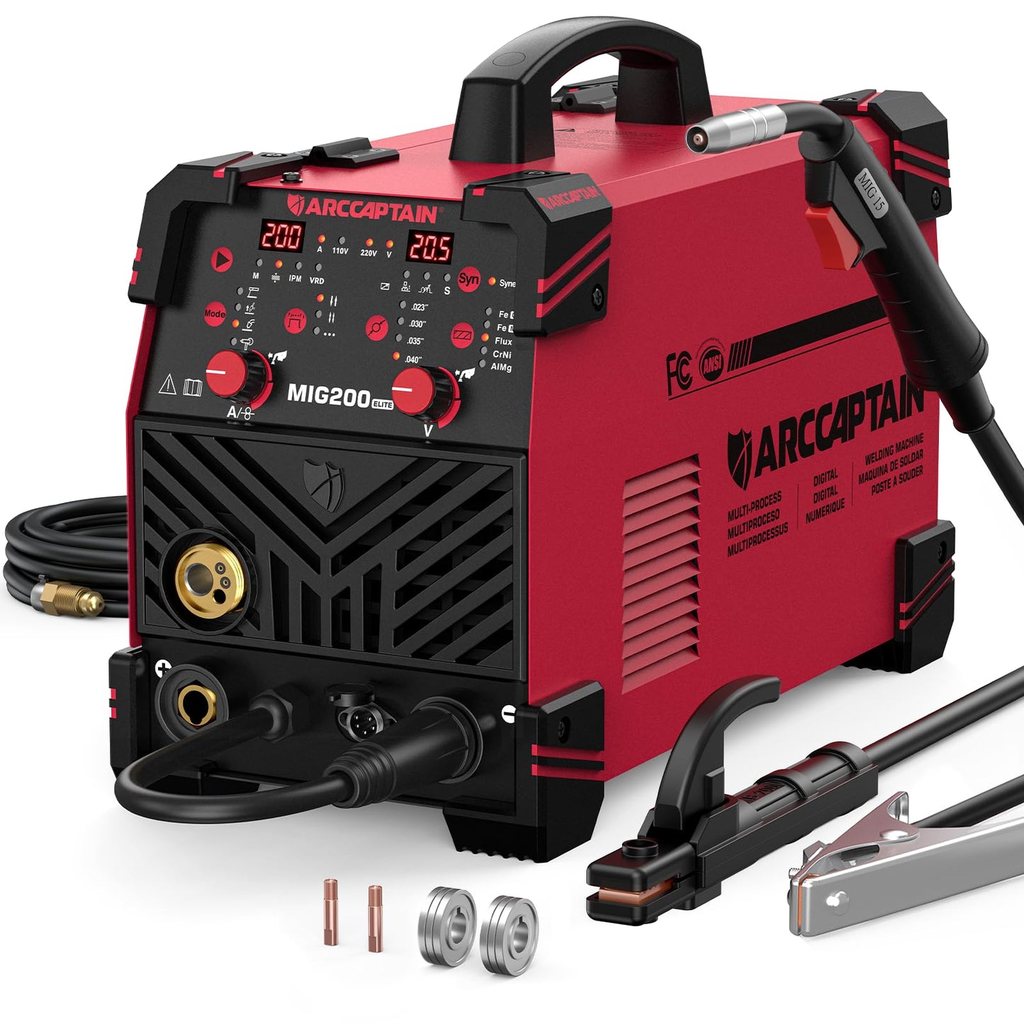 ARCCAPTAIN MIG Welder 200A with MB15 15AK MIG Welding Gun Kit