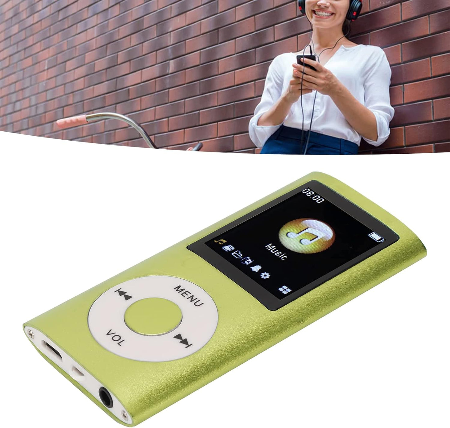 VELATEMOR MP3 8H MP3 1.8 Inch MP3 Portable Music Player, Playtime Mini Player, Lossless Sound Slim LCD Screen Portable