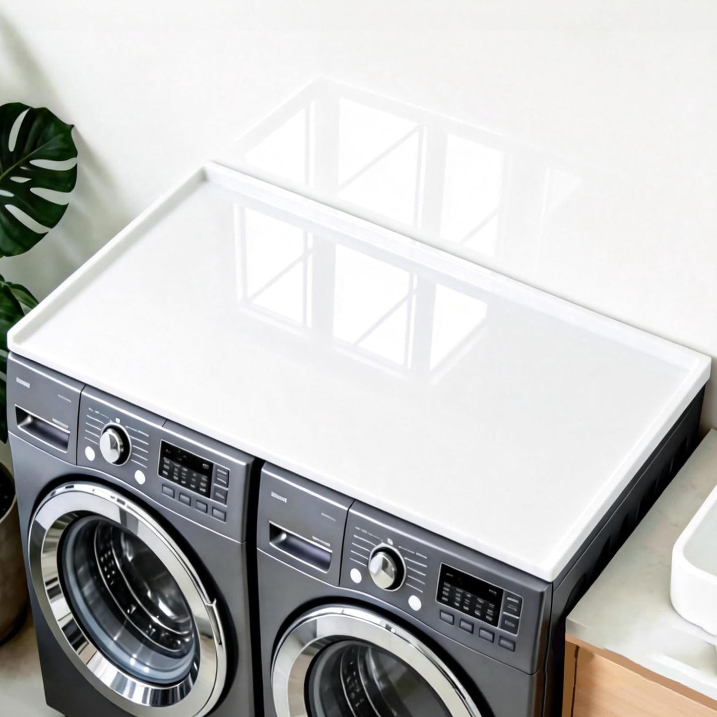 TTSZNB Washer Dryer Countertop, 54 in(L) x 27.5 in(W), Washer Dryer Top Cover, Laundry Countertop for Folding, Sorting and Ironing, Wear-Resistant and Easy to Clean (White)
