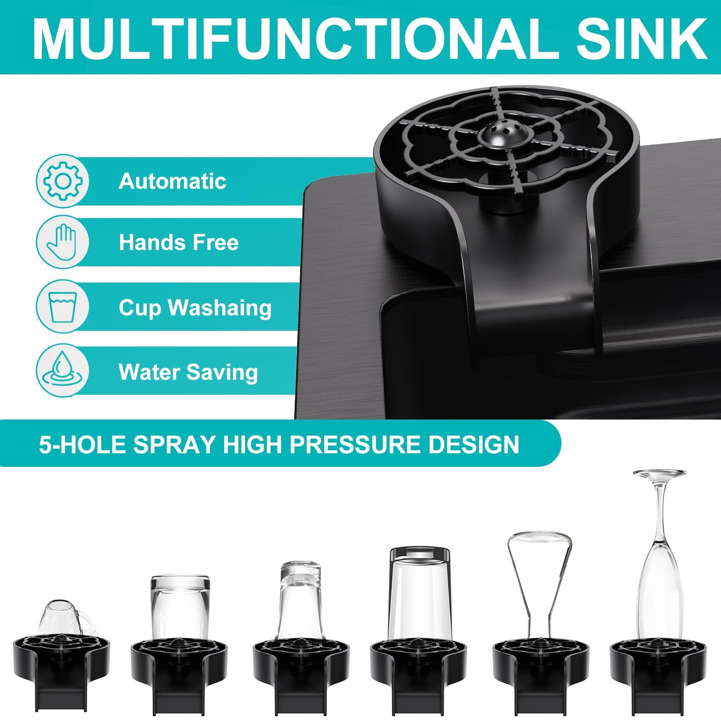 30 x 18 inch Kitchen Sink, Single Bowl Stainless Steel Sink Multifunctional Drop In Sink with Pull-Down Faucet and Multiple Accessories (30 * 18 inch)