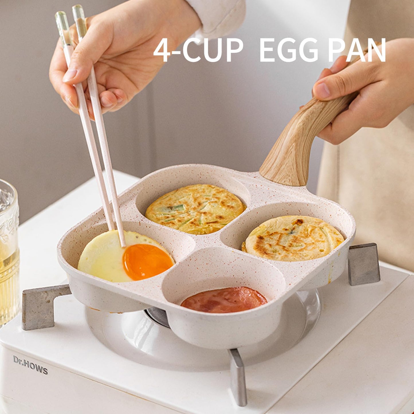 MDZF SWEET HOME Egg Pan, 4-Cup Nonstick Omelet Pan, Breakfast Frying Pan for Eggs, Steak and Pancakes, Suitable for Gas Stove & Induction Cookware
