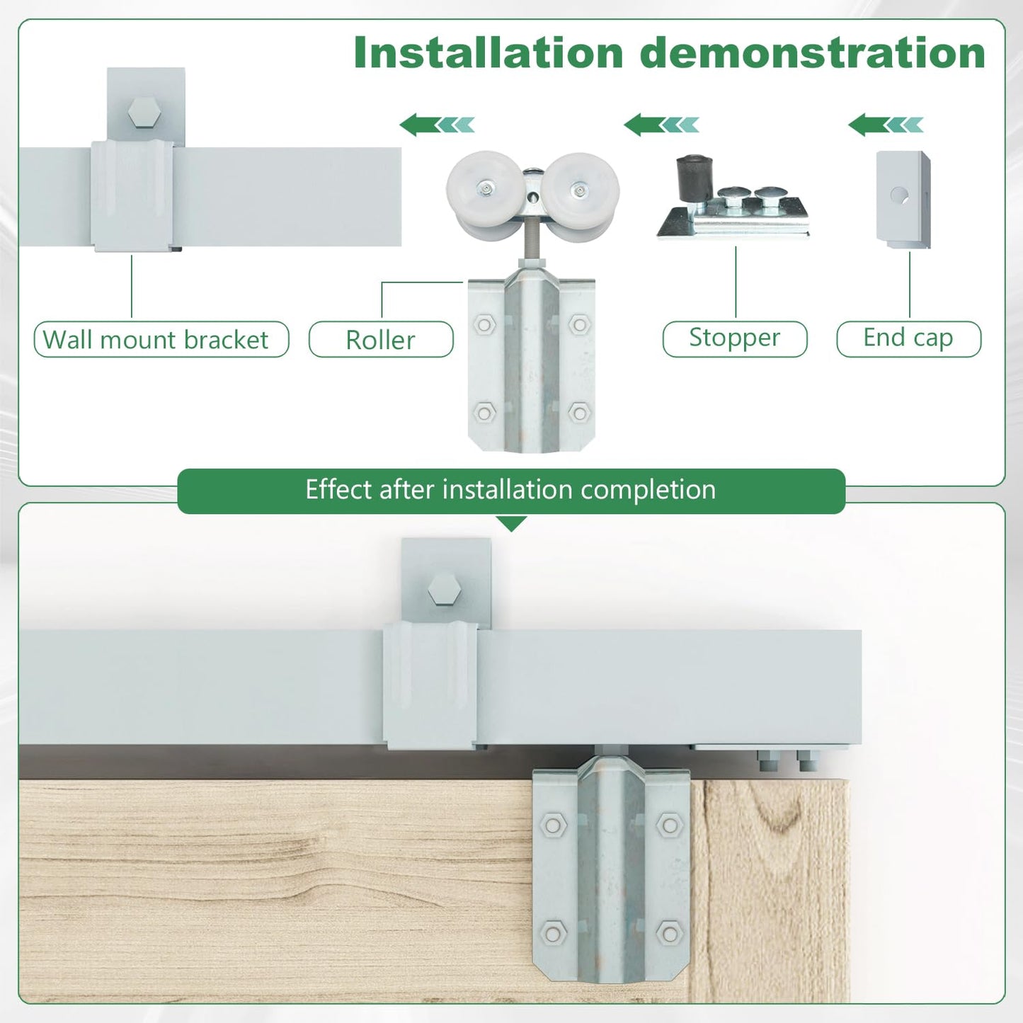 DIYHD 24FT Raw Material Exterior Box Track Double Sliding Barn Door Hardware,Heavy Duty Wall Mount Box Track Kit for Outdoor Use,MAX Load 330lbs,Kit to Hang 2 Doors(Fit 72" X 2 Door)