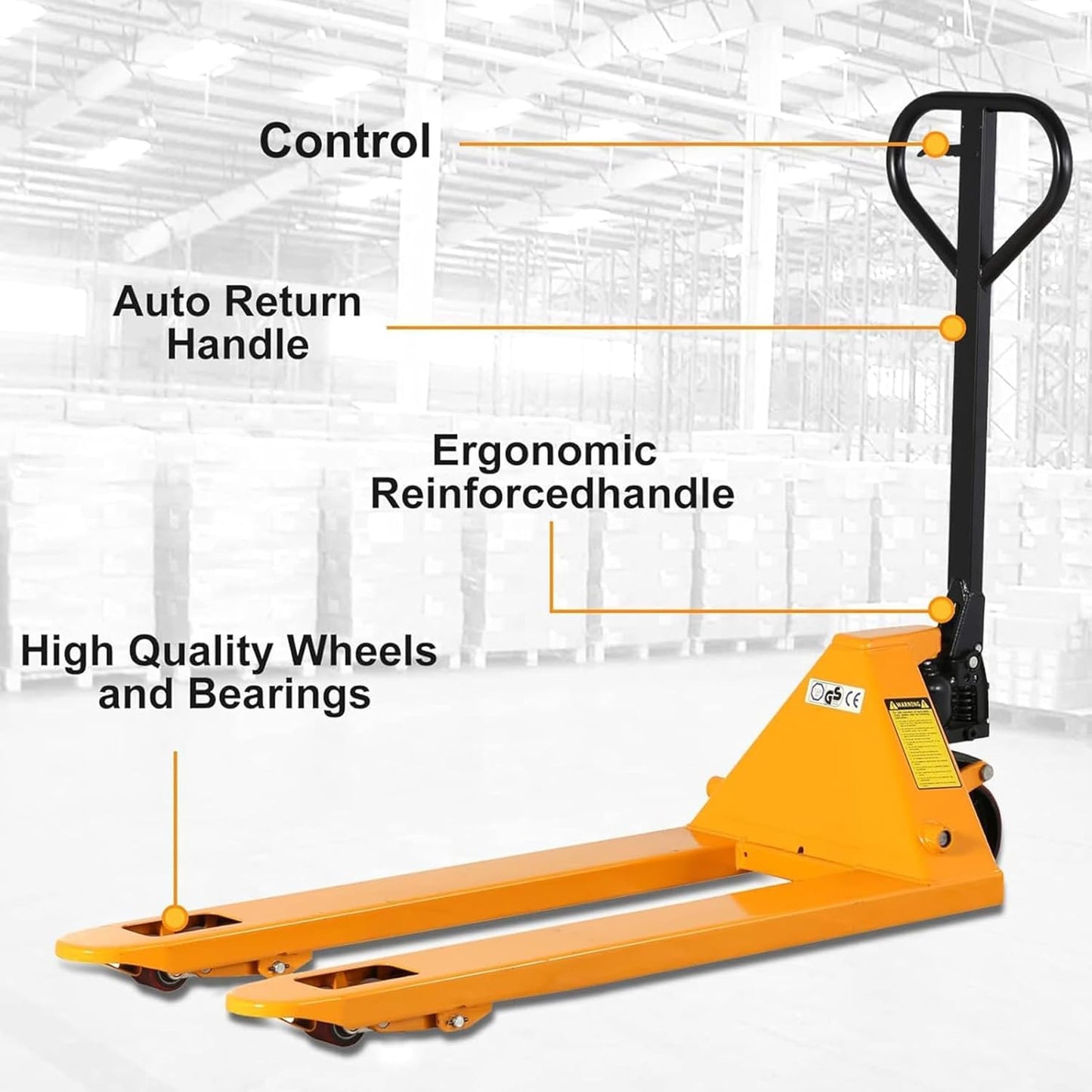 APOLLOLIFT Standard Duty Manual Pallet Jack Hand Truck 4400lbs Capacity 48" Lx27 W Fork Size with Extra Stopper
