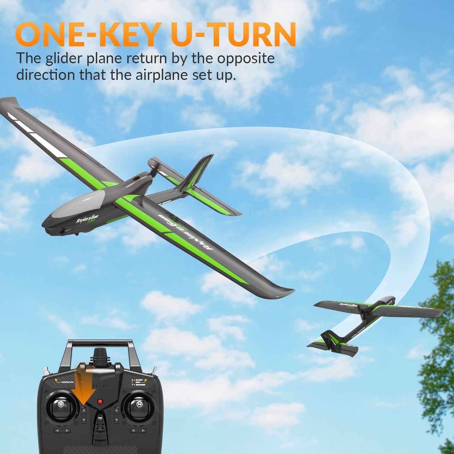 volantexrc RC Plane, 4CH Remote Control Glider Airplane RTF with 6-Axis Gyro, 3 Modes & Aerobatics Easy to Fly, 2.4GHz Radio Controlled Aircraft for Beginners& Adults, Ranger600 Stunt, Black
