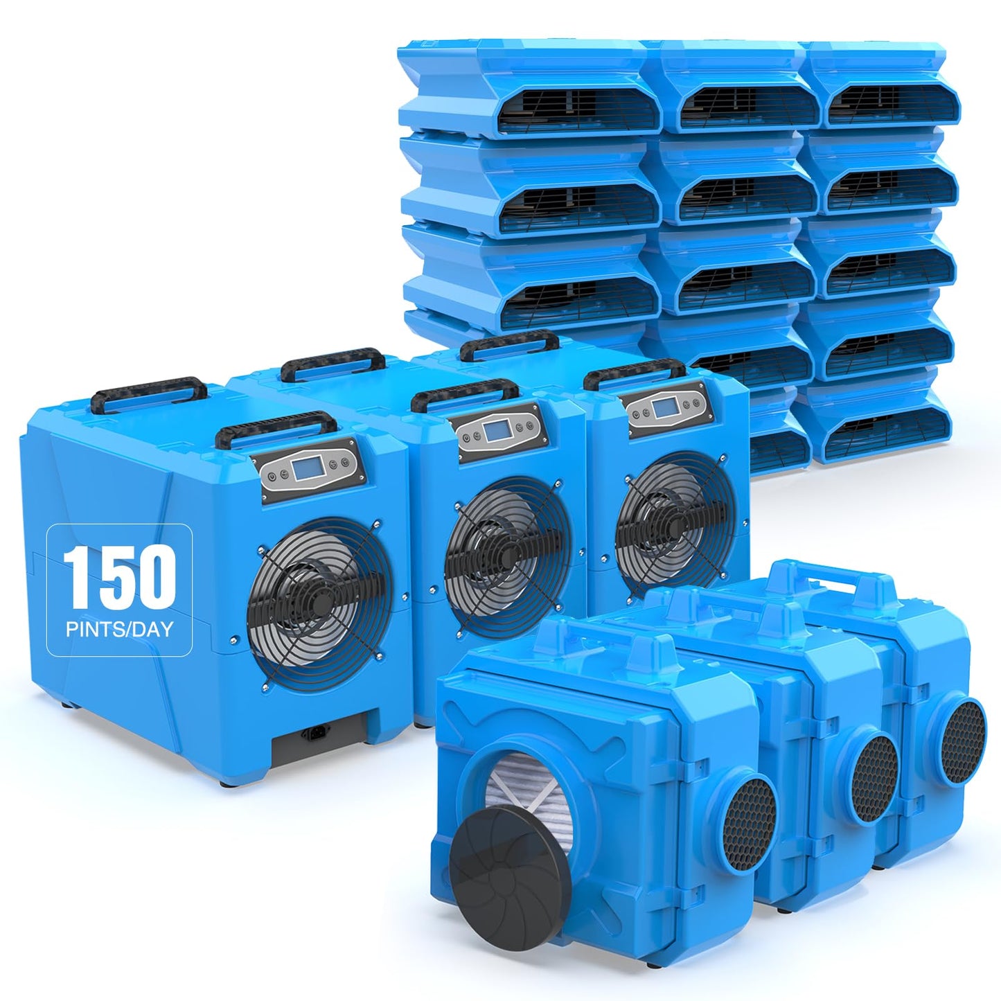 MOUNTO Water Damage Restoration Combo Package Deals (15* AM30LO Air Mover, 3*AF500 Air Scrubber, 3*DH80 LGR Dehumidifier)