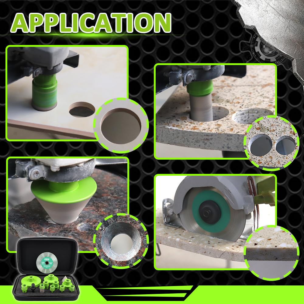 Tile Hole Saw Kit Diamond - FACHLICH 4" Diamond Core Drill Bits Set and 4.5" Diamond Cutting Grinding Blade for Porcelain Ceramic Tile Marble Granite etc
