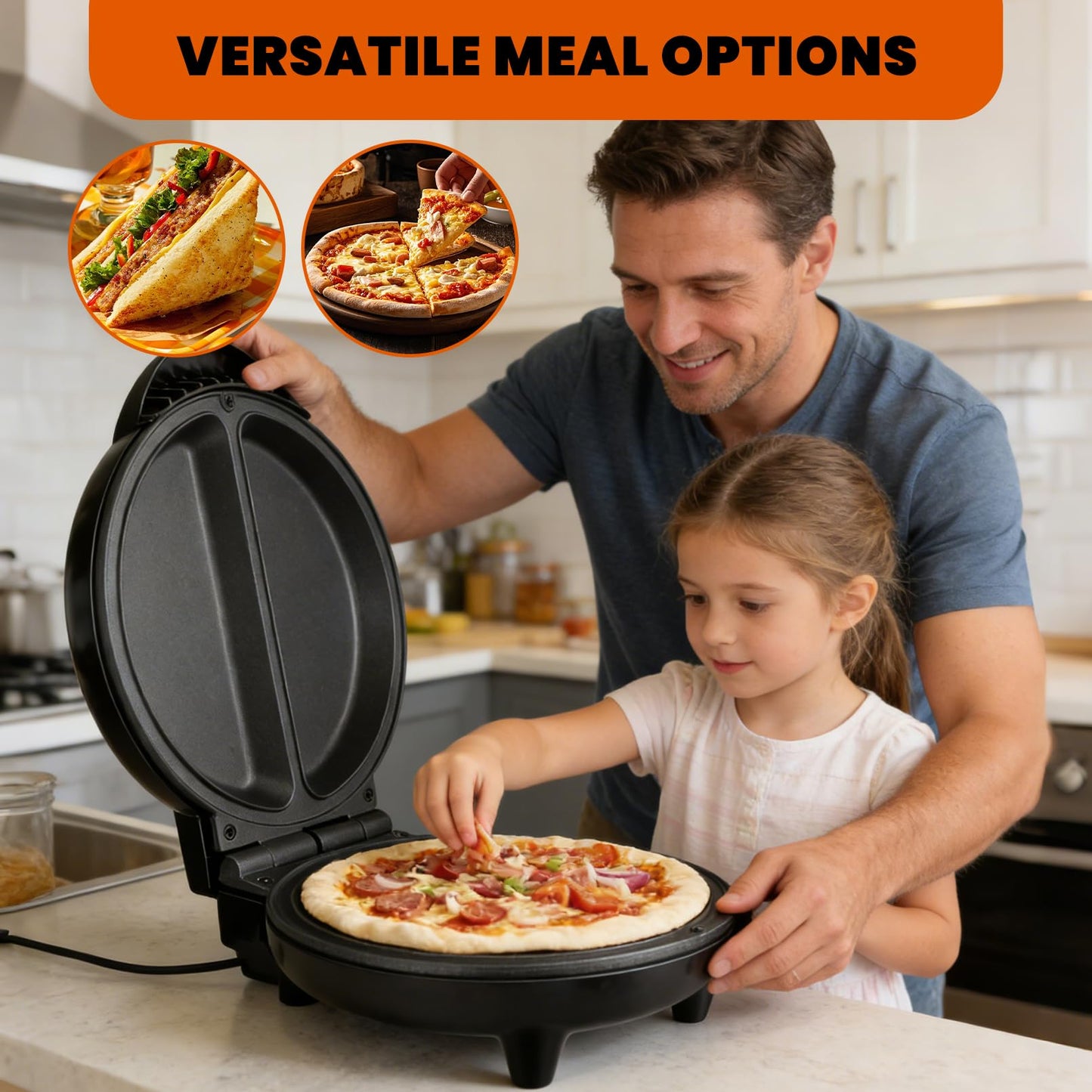 Saker Dual Zone Electric Omelette Maker, 1000W Fast Heating Non-Stick Egg Cooker ， Breakfast Maker for Sandwiches & Frittatas with Cool-Touch Handle, Perfect for Home, Dorm & Travel