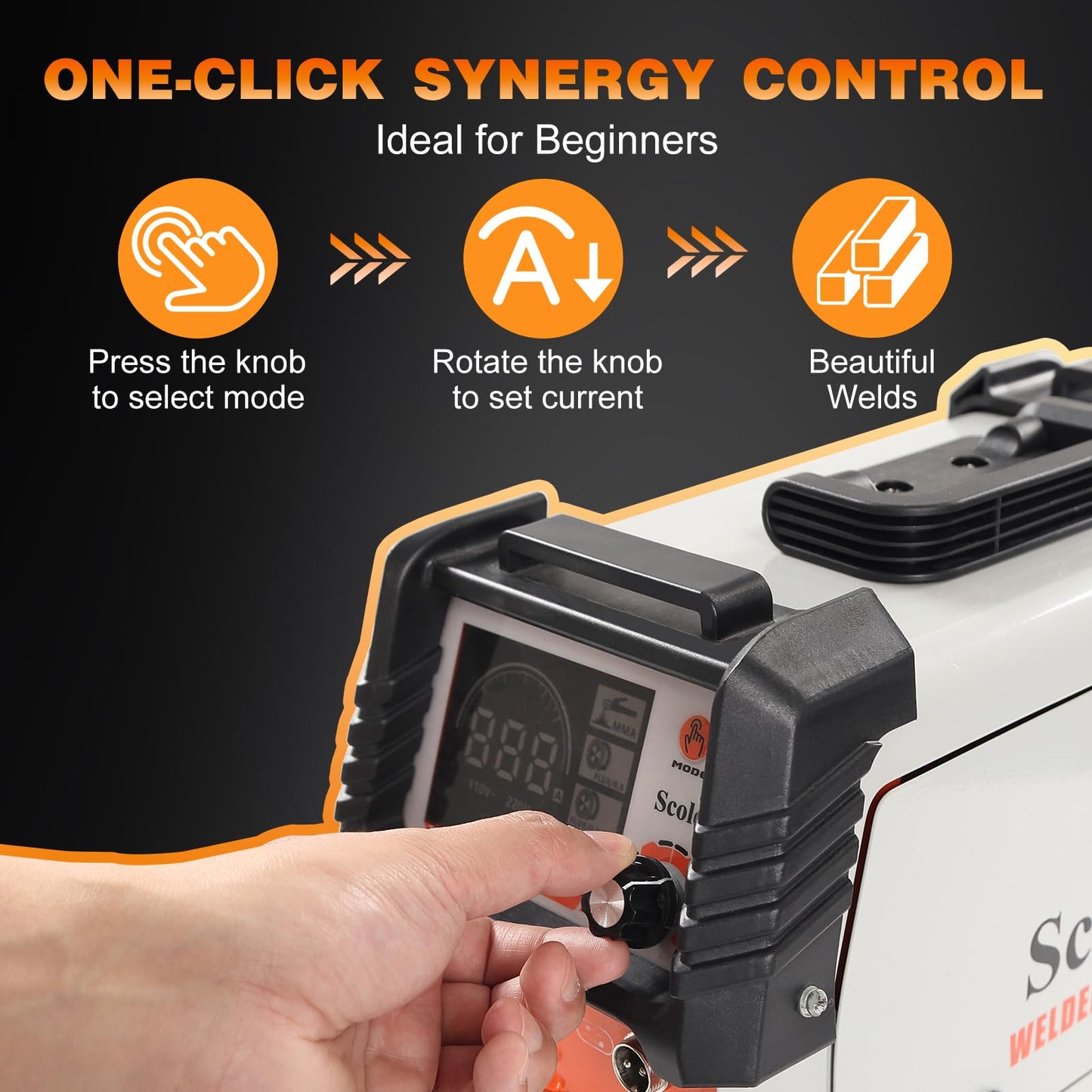 Scoley 130A MIG Welder 110V, Flux Core Welder with Digital Display, 3-in-1 Gasless MIG/Lift TIG/Stick Welding Machine, IGBT Inverter Portable Mini Welder for Home DIY, with Gloves & Mask