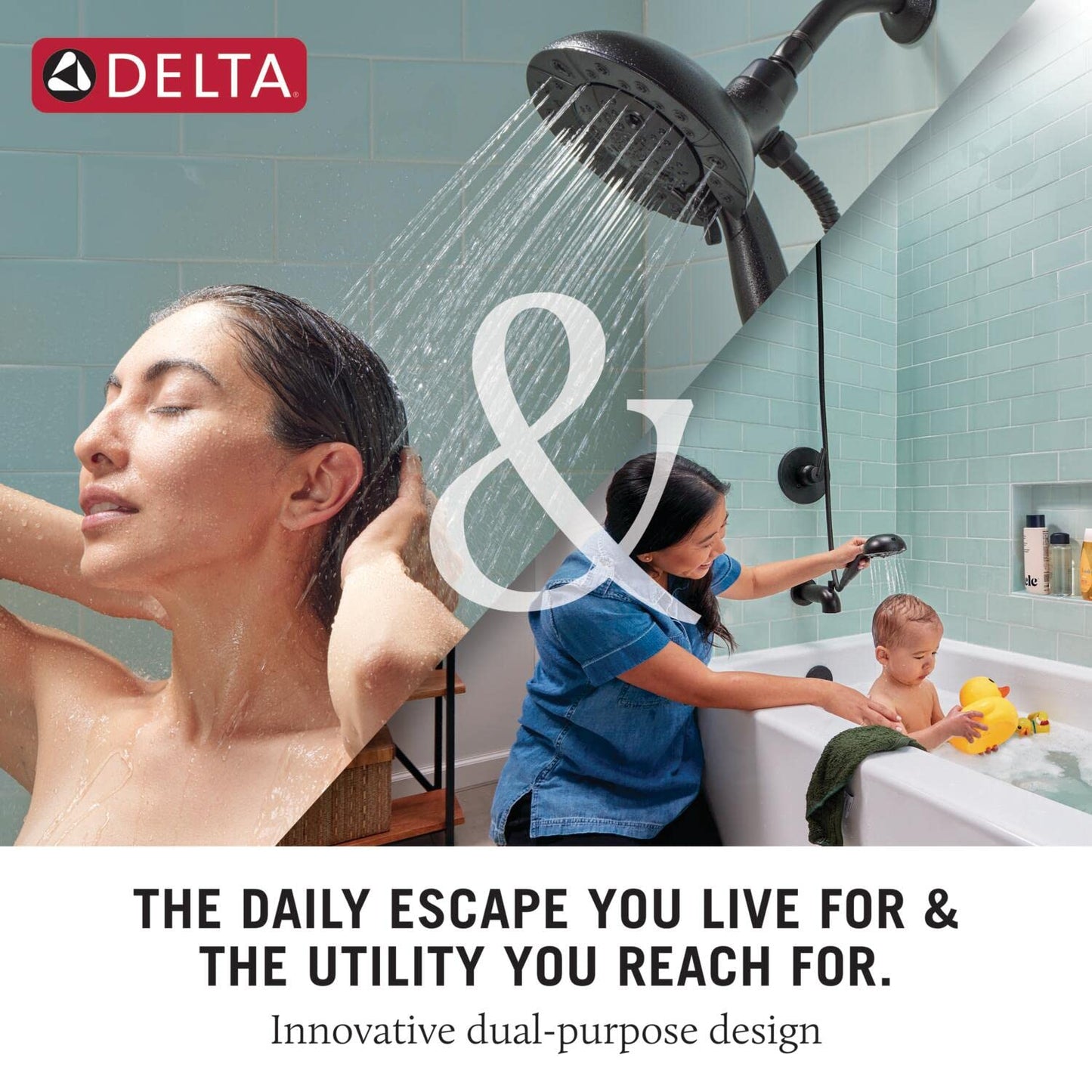 Delta Faucet Albion 14 Series Single-Handle Tub and Shower Faucet Set, Gold Shower Trim Kit with 4-Setting In2ition 2-in-1 Dual Shower Head, Champagne Bronze T144855-CZ-I (Valve Not Included)