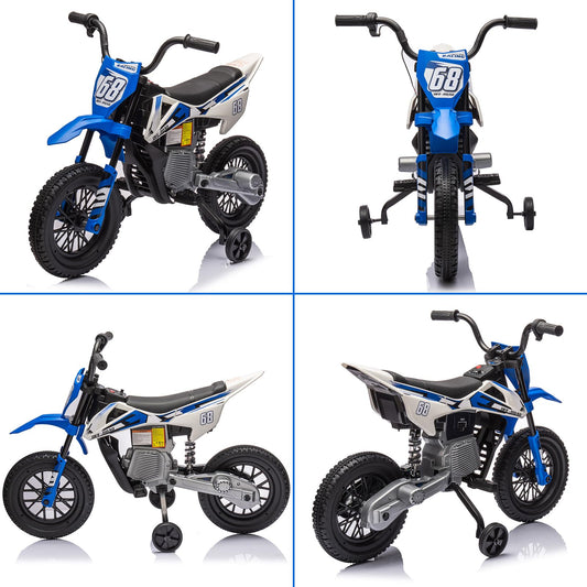 GarveeLife 12V Kids Motorcycle, Electric Dirt Bike with Traning Wheels, Twist Grip Throttle, 3mph Max Speed and Music, Ride on Motorcycle for Toddlers, Deep Blue (Deep Blue)