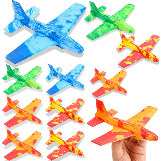 Teyva Daily 10 Pack Airplane Toys, Throwing Foam Planes for Kids Foam Airplanes Gliders Birthday Party Favor Gifts Stocking Filler Stuffer for Kids Boys Girls 8 9 10 11 12 Year Old (Camouflage Colors)