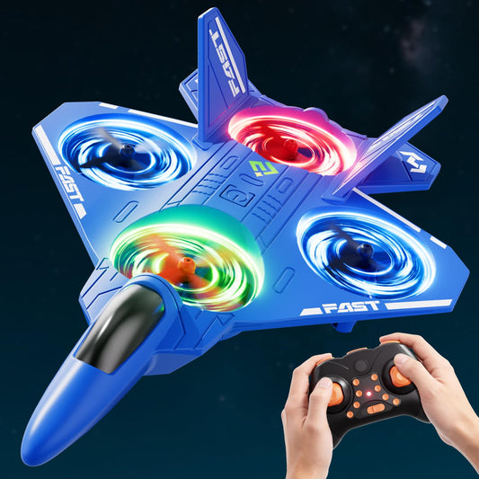 Remote Control Airplane Drone for Kids Ages 4-6-8-10-12, RC Plane Jet Drone with One Key Take Off-Landing, Headless Mode, 360° Flip for Kids Boys Beginners, Outdoor Flying Toys Birthday Gifts for Boys